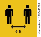 social distancing 6 ft sign.... | Shutterstock .eps vector #1738445009