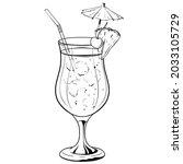 blue lagoon cocktail  hand... | Shutterstock .eps vector #2033105729