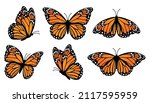 Monarch Butterflies Set. Vector ...