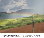 Rural Scenery With Rainbow On A ...