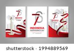 76th Indonesia indepedence poster template design day with dynamic flag. 17 August 1945. Vector illustration