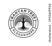 Retro Vintage Banyan Tree Logo...