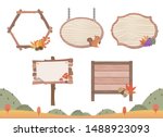 wooden signboard of autumn... | Shutterstock .eps vector #1488923093