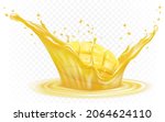 mango juice with ripe fruits.... | Shutterstock .eps vector #2064624110