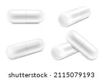 white medical pills or capsules ... | Shutterstock .eps vector #2115079193
