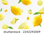 Lemon Citrus Background. Flying ...