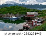 Boats and beautiful nature. Atlantic road, Norway. 