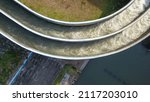Aerial Water In Dam Concrete...