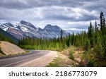 Beautiful mountain landscape of Canadian Rockies. Icefield Parkway. Banff National Park. Alberta. Canada