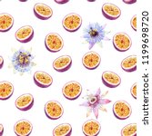 watercolor fruit pattern half... | Shutterstock . vector #1199698720