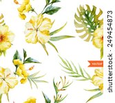 Watercolor  Hibiscus  Yellow ...
