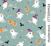 fun halloween ghost seamless... | Shutterstock .eps vector #1772004416
