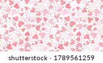 cute hand drawn hearts seamless ... | Shutterstock .eps vector #1789561259