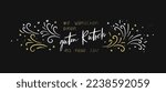 Small photo of Cute hand drawn New Years banner with fireworks and German type saying "Happy New Year", great for banners, cards, invitations