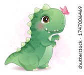 cute dinosaur playing with... | Shutterstock .eps vector #1747006469