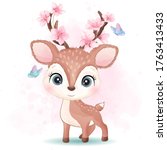 cute little deer with... | Shutterstock .eps vector #1763413433