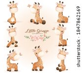 Cute Doodle Giraffe Poses With...