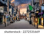 Small photo of Historical Old town of Chester city, famous for its well preserved Tudor style half-timber houses, England, UK
