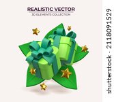 realistic green gifts box with... | Shutterstock .eps vector #2118091529
