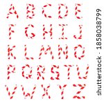 alphabet made from red white... | Shutterstock . vector #1858038799