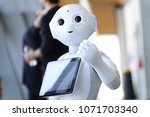 Small photo of Turin, Italy - April 2018: "Pepper" robot assistant with information screen in duty to give information