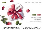 gift box with love letter  rose ... | Shutterstock .eps vector #2104228910