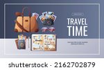 banner design with travel bag ... | Shutterstock .eps vector #2162702879