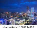 Night Scenery of High-rise Buildings in Shenzhen City, Guangdong Province, China