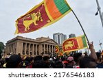 Small photo of Anti-Government protesters gathering stage a protest in Colombo against the government of Sri Lanka and voiced their demand for the resignation of the president and Prime Minister. 9th July 2022