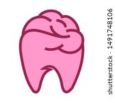 logo design dental brain pink | Shutterstock .eps vector #1491748106