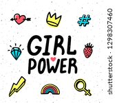 girl power card. girl power... | Shutterstock .eps vector #1298307460