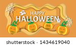 happy halloween background with ... | Shutterstock .eps vector #1434619040