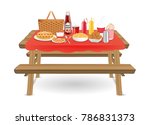 Picnic Wood Table With Fast...