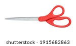 Red scissors isolated on white...