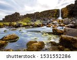 Öxarárfoss Waterfall in Thingvellir National Park