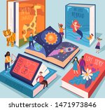 cute tiny people reading... | Shutterstock .eps vector #1471973846