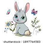 Cute Spring Bunny In Garden...