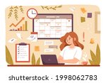 woman planning day  scheduling... | Shutterstock .eps vector #1998062783