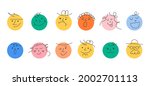 round abstract comic faces with ... | Shutterstock .eps vector #2002701113