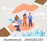 two big boss hand are holding... | Shutterstock .eps vector #2045281253