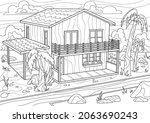 houses and palm tree concept.... | Shutterstock .eps vector #2063690243