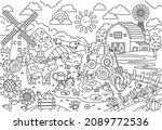 happy farm big coloring page.... | Shutterstock .eps vector #2089772536