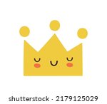 Cute Crown Icon. Sticker For...