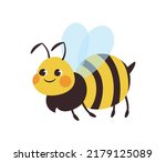 Cute Bee Icon. Sticker For...