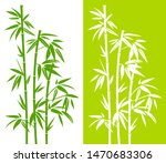 set of handdrawn green bamboo...