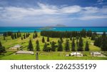 Small photo of View from Queen Elizabeth lookout across green Norfolk Island and blue waters towards Phillip and Nepean Islands