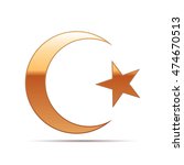 gold islam symbol icon on white ... | Shutterstock . vector #474670513
