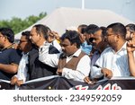 Small photo of ISLAMABAD, PAKISTAN - AUG 19: Members of Minority Community protest demonstration against violence on minority community and condemned attack on churches in Jaranwala on August 19, 2023 in Islamabad.