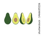 whole avocado and cut avocado ... | Shutterstock .eps vector #1466635226