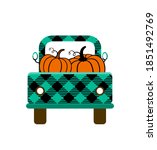 the truck is carrying pumpkins. ... | Shutterstock . vector #1851492769
